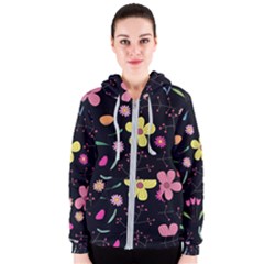 Foliage Pattern, Adorable Beautiful Women s Zipper Hoodie