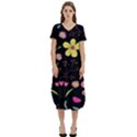 Foliage Pattern, Adorable Beautiful T-Shirt Midi Dress With Pockets View1