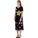 Foliage Pattern, Adorable Beautiful T-Shirt Midi Dress With Pockets View2