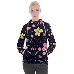 Foliage Pattern, Adorable Beautiful Women s Hooded Pullover