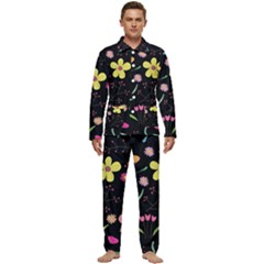 Foliage Pattern, Adorable Beautiful Men s Long Sleeve Velvet Pocket Pajamas Set by kyorashop23