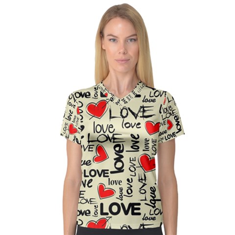 Love Abstract Background Love Textures V-neck Sport Mesh T-shirt by kyorashop23