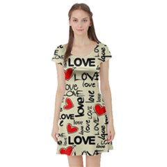 Love Abstract Background Love Textures Short Sleeve Skater Dress by kyorashop23