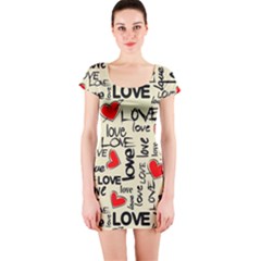 Love Abstract Background Love Textures Short Sleeve Bodycon Dress by kyorashop23