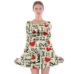 Love Abstract Background Love Textures Long Sleeve Skater Dress by kyorashop23