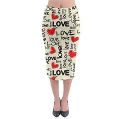 Love Abstract Background Love Textures Midi Pencil Skirt