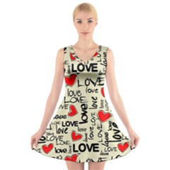 Love Abstract Background Love Textures V-neck Sleeveless Dress by kyorashop23