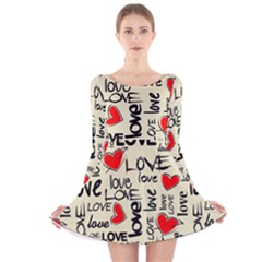 Love Abstract Background Love Textures Long Sleeve Velvet Skater Dress