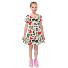 Love Abstract Background Love Textures Kids  Short Sleeve Velvet Dress