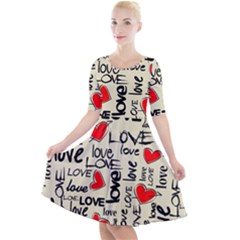 Love Abstract Background Love Textures Quarter Sleeve A-line Dress by kyorashop23