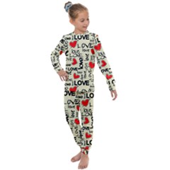 Love Abstract Background Love Textures Kids  Long Sleeve Set 