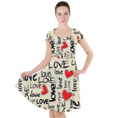 Love Abstract Background Love Textures Cap Sleeve Midi Dress With Pockets