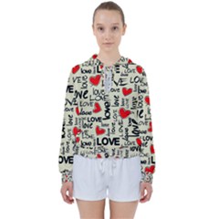 Love Abstract Background Love Textures Women s Tie Up Sweat