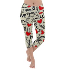 Love Abstract Background Love Textures Lightweight Velour Capri Yoga Leggings by kyorashop23