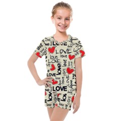 Love Abstract Background Love Textures Kids  Mesh T-shirt And Shorts Set