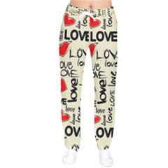 Love Abstract Background Love Textures Women Velvet Drawstring Pants