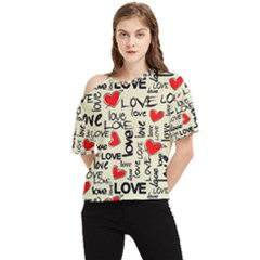 Love Abstract Background Love Textures One Shoulder Cut Out T-shirt by kyorashop23