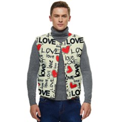 Love Abstract Background Love Textures Men s Button Up Puffer Vest	