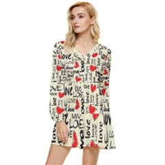 Love Abstract Background Love Textures Tiered Long Sleeve Mini Dress by kyorashop23