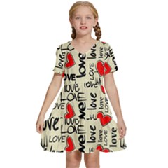 Love Abstract Background Love Textures Kids  Short Sleeve Tiered Mini Dress by kyorashop23