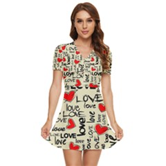 Love Abstract Background Love Textures V-neck High Waist Chiffon Mini Dress by kyorashop23