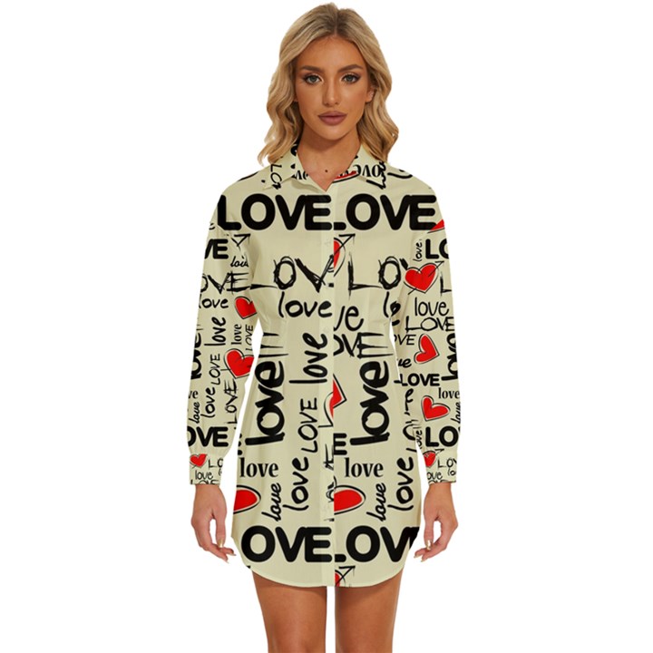 Love Abstract Background Love Textures Womens Long Sleeve Shirt Dress