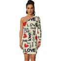 Love Abstract Background Love Textures Long Sleeve One Shoulder Mini Dress View1