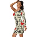 Love Abstract Background Love Textures Long Sleeve One Shoulder Mini Dress View2