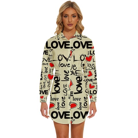 Love Abstract Background Love Textures Womens Long Sleeve Shirt Dress by kyorashop23