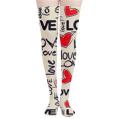 Love Abstract Background Love Textures Thigh High Stockings