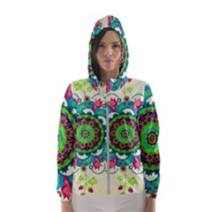 Mandala Flowers, Abstract, Butterflies, Floral, Pattern Women s Hooded Windbreaker