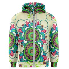 Mandala Flowers, Abstract, Butterflies, Floral, Pattern Men s Zipper Hoodie