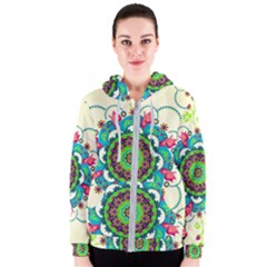 Mandala Flowers, Abstract, Butterflies, Floral, Pattern Women s Zipper Hoodie