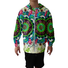 Mandala Flowers, Abstract, Butterflies, Floral, Pattern Kids  Hooded Windbreaker