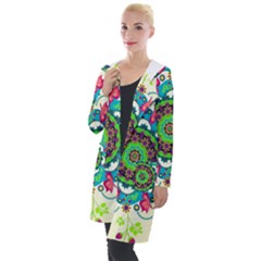 Mandala Flowers, Abstract, Butterflies, Floral, Pattern Hooded Pocket Cardigan by kyorashop23