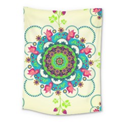 Mandala Flowers, Abstract, Butterflies, Floral, Pattern Medium Tapestry