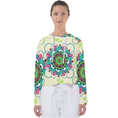 Mandala Flowers, Abstract, Butterflies, Floral, Pattern Women s Slouchy Sweat