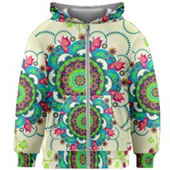 Mandala Flowers, Abstract, Butterflies, Floral, Pattern Kids  Zipper Hoodie Without Drawstring