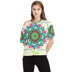 Mandala Flowers, Abstract, Butterflies, Floral, Pattern One Shoulder Cut Out T-shirt by kyorashop23