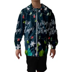 Merry Christmas, Happy New Year, Christmas Seamless Texture Kids  Hooded Windbreaker