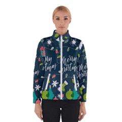 Merry Christmas, Happy New Year, Christmas Seamless Texture Women s Bomber Jacket