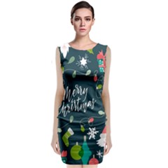 Merry Christmas, Happy New Year, Christmas Seamless Texture Sleeveless Velvet Midi Dress