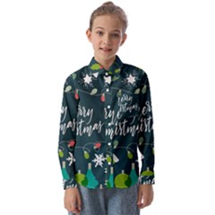 Merry Christmas, Happy New Year, Christmas Seamless Texture Kids  Long Sleeve Shirt by kyorashop23