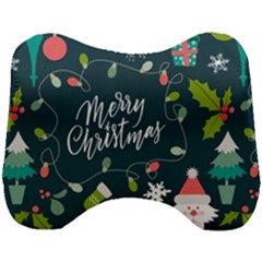 Merry Christmas, Happy New Year, Christmas Seamless Texture Head Support Cushion by kyorashop23