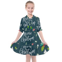 Merry Christmas, Happy New Year, Christmas Seamless Texture Kids  All Frills Chiffon Dress by kyorashop23