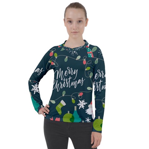 Merry Christmas, Happy New Year, Christmas Seamless Texture Women s Pique Long Sleeve T-shirt by kyorashop23