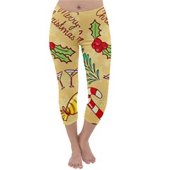 Merry Christmas, New Year Backgrounds, Happy New Year Capri Winter Leggings 