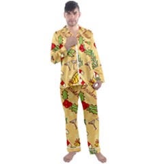 Merry Christmas, New Year Backgrounds, Happy New Year Men s Long Sleeve Satin Pajamas Set