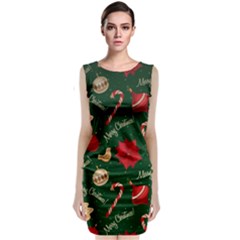 Merry Christmas Sleeveless Velvet Midi Dress