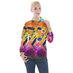 Music Texture, Grunge Music Background Women s Long Sleeve Pocket Shirt